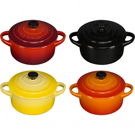 Le Creuset Stoneware Set of 4 petite Casseroles 10x5cm red
