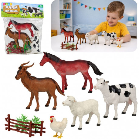 Koduloomade ja farmiloomade figuuride komplekt 13el. puud aed