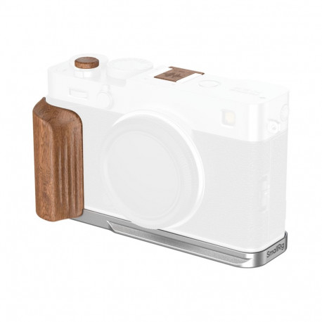 SmallRig 5984 L-Shaped Mount Plate with Wooden Handle for FUJIFILM X-E5 (Rosewood, Silver)
