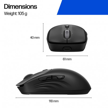HP 705 Super Capacitor Wireless Mouse - Multi-Device, Programmable, 4-way scrolling, Ultra-Fast Rech