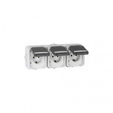 2410-50-0030 3-osaline Schuko pistikupesa pinnapealne IP54 horisontaalne