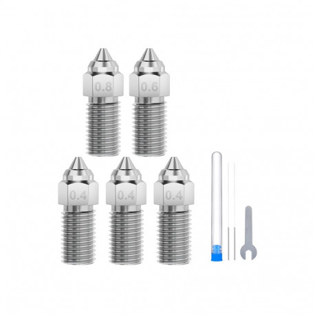 ELEGOO Neptune 4 / 4 Pro Hardened Steel Nozzle Set (0.4 mm x3, 0.6 mm x1, 0.8 mm x1)