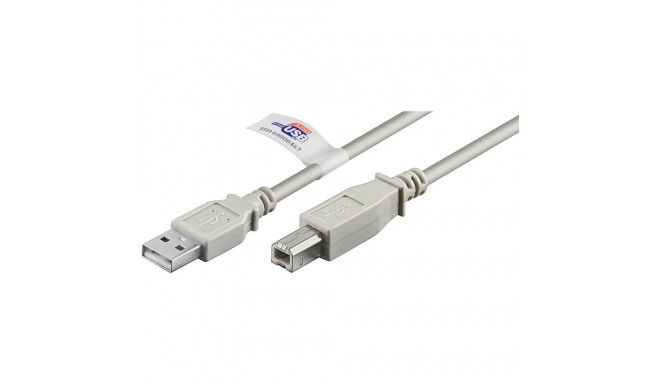 USB 2.0 Kabel, USB-A Stecker > USB-B Stecker (grau, 5 Meter)