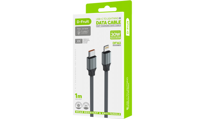D-Fruit cable USB-C - Lightning DF163 1m, grey