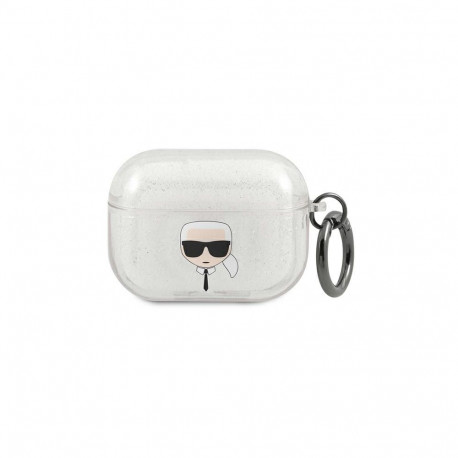 Karl Lagerfeld KLAPUKHGS AirPods Pro cover srebrny/silver Glitter Karl`s Head