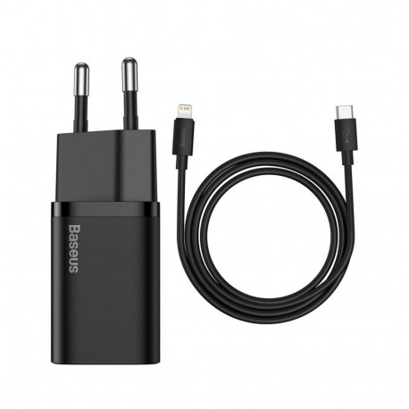 Wall Quick Charger Super Si 20W USB-C QC3.0 PD with Lightning 1m Cable, Black