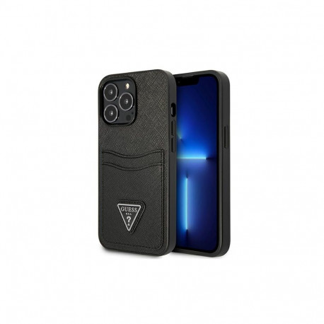 Etui Guess Saffiano Triangle Logo Cardslot na iPhone 13 / 13 Pro - czarne