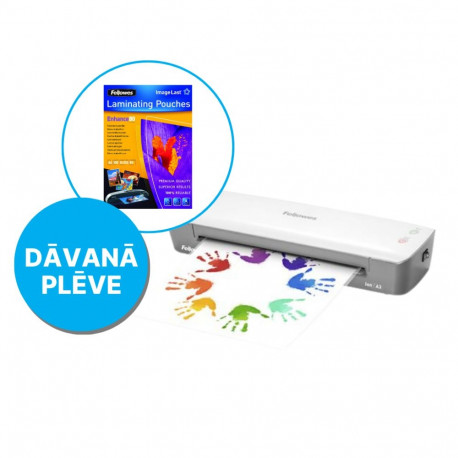 Fellowes lamineerija Ion A3 30cm/min 32cm + kingitus ImageLast A4 80micron 100-pakk, hall, valge