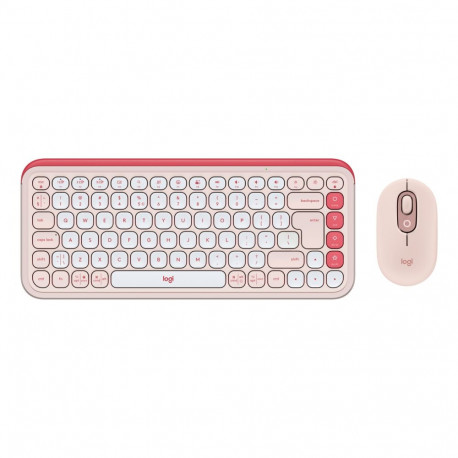 Klaviatuur+hiir Logitech POP Icon Combo - Bluetooth LE - QWERTY US-International English - roosa/val