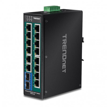 "TRENDnet TI-PG162 16-Port PoE+ Switch DIN-Rail Industrial Gigabit"