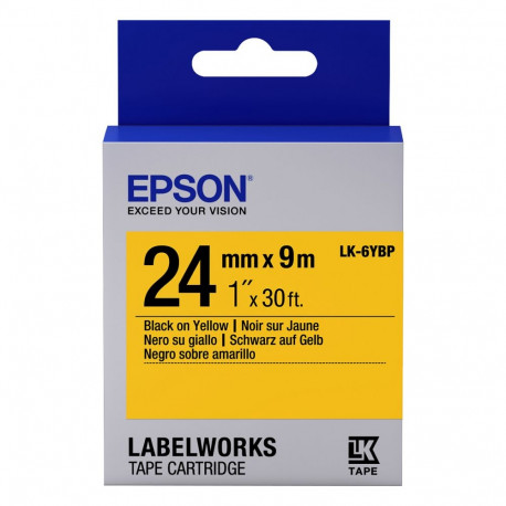 Epson etiketilint LabelWorks LK-6YBP 2,4cm x 9m, must kollasel