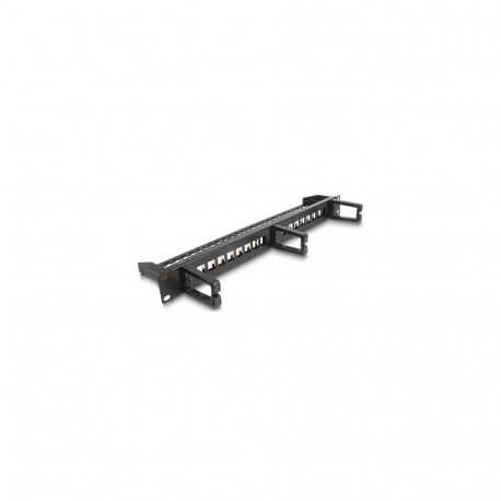 DeLOCK 19″ Keystone Patch Panel 16 port with 3 hooks and strain relief 1U black