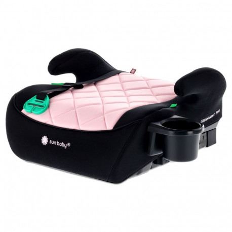 SUNBABY booster-iste LittleNestPro 125-150cm ISOFIX tassipidajaga, must ja roosa