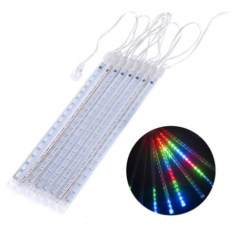 Solarne lampki LED Maclean, 2,4m długościi, 144 diody LED, 8 sopli RGB, tryb opadających sopli, bate