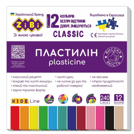 CLASSIC PLASTICINE 12 COLORS 240G