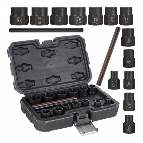 15-osaline 6-19mm poltide eemaldamise komplekt, GEKO, G30039, CR-MO teras, 50 HRC