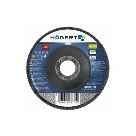 Slīpripas disks G100 125x22,4 mm, alumīnija oksīds, HT8D054, HOGERT