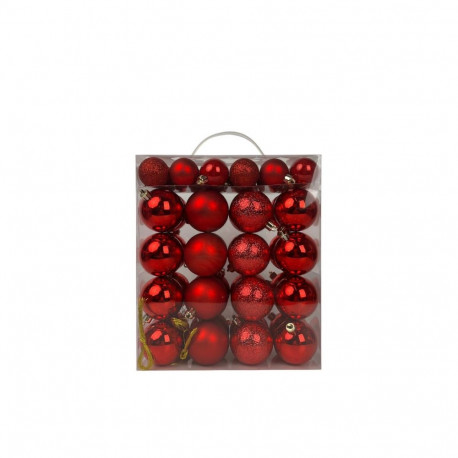 SET BAUBLES PLASTIC RED D4/6CM 50PCS