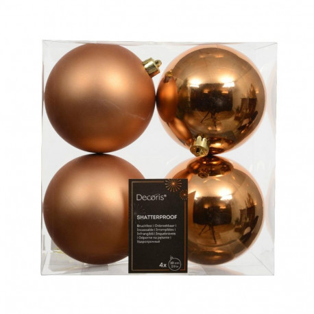 BAUBLES PLASTIC CHRISTM BROWN D10CM 4PCS