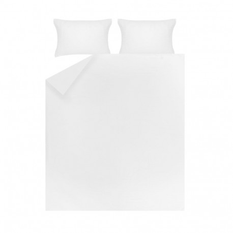 BED COV SET STRIPED SATEEN WHITE 160X200