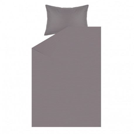 BED COV SET STRIPED SATEEN GREY 140X200