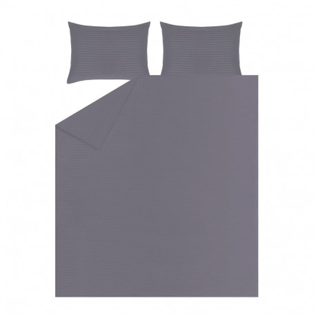 BED COV SET STRIPED SATEEN GREY 200x220