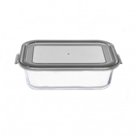 CONTAINER FOOD RECTAN GLASS W LID 0.37L
