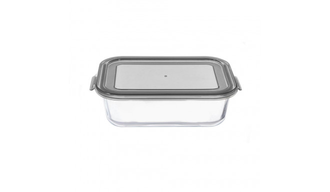 CONTAINER FOOD RECTAN GLASS W LID 0.37L