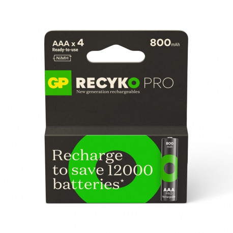 ACCUMULATORS GP RECYKOP AAA. 800MAH. 4PC