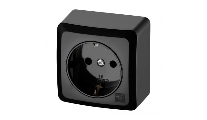 SCHUKO SURFACE SOCKET BLACK