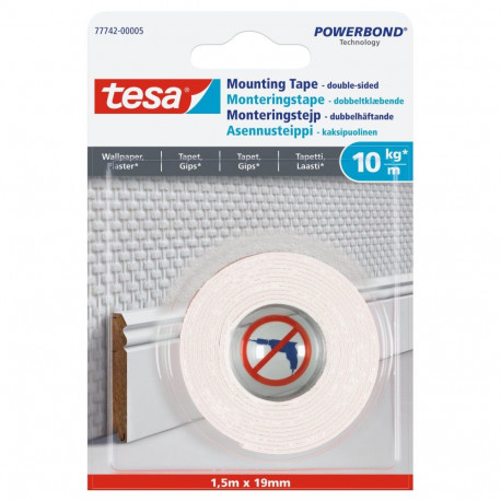 kahepoolne teip 1.5m x 19mm tapeedile