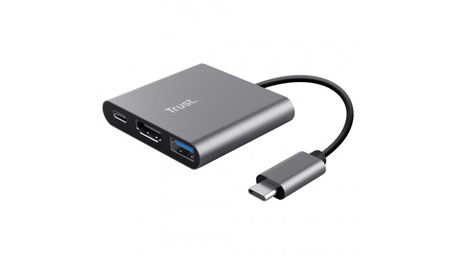 Trust mitmeportiline USB-C adapter Dalyx 3-ühes dokkimisjaam
