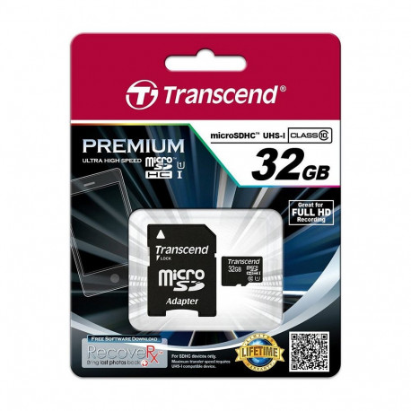 "CARD 32GB Transcend Premium MicroSDHC 45MB/s +Adapter"