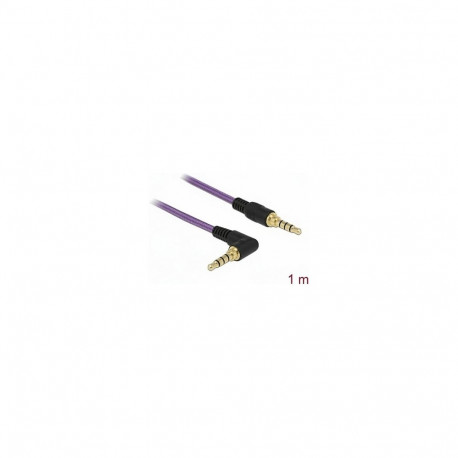 "Delock Klinkenkabel 3,5 mm 4 Pin Stecker > Stecker gewinkelt 1 m violett"