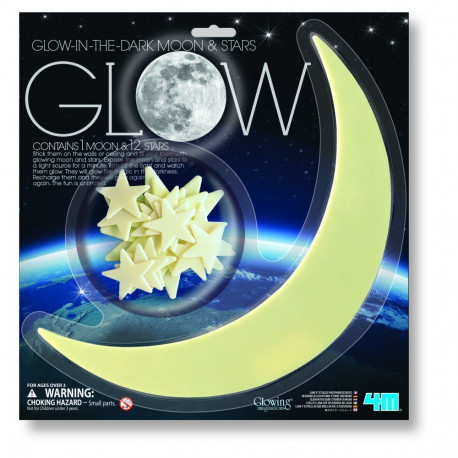 4M stickers set Glow-in-the-dark moon & 12 stars