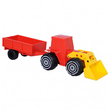PLASTO Tractor with frontloader and trailer, 33 cm