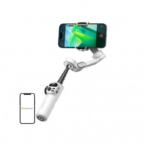 Camera Gimbal - AOCHUAN X2 3-Axis Stabilization, 20 cm Extension Arm, 330 g Capacity, White