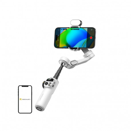 Gimbal Stabilizer - AOCHUAN X2 3-Axis Smartphone Gimbal With RGB Lighting White