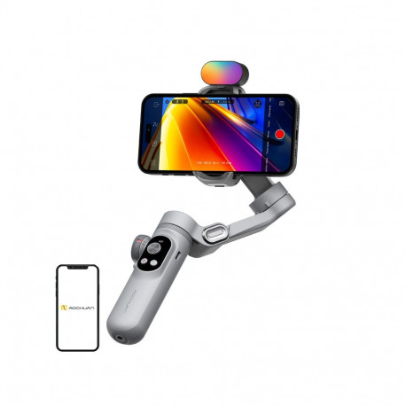 Camera Gimbal - AOCHUAN X Pro 3-Axis Stabilization, 3200 mAh Battery, RGB Lighting Gray