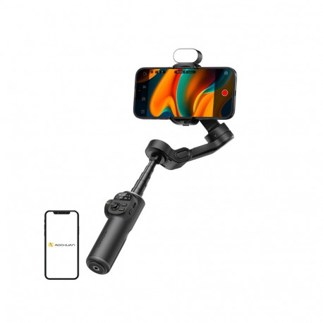 Gimbal Stabilizer - AOCHUAN X2 3-Axis With 20 cm Extension Arm And RGB Lighting Black