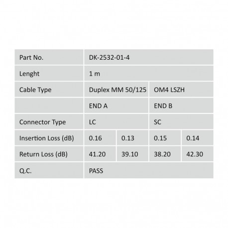 DIGITUS Fiber Optic Patch Cord, LC/SC Multimode 50/125 µ, OM4, Duplex, 5m