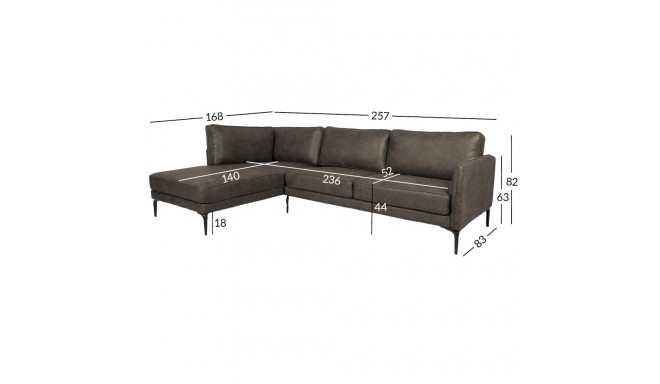 Nurgadiivan SOFIA VN 257x168/83xH82cm, tume oliiv