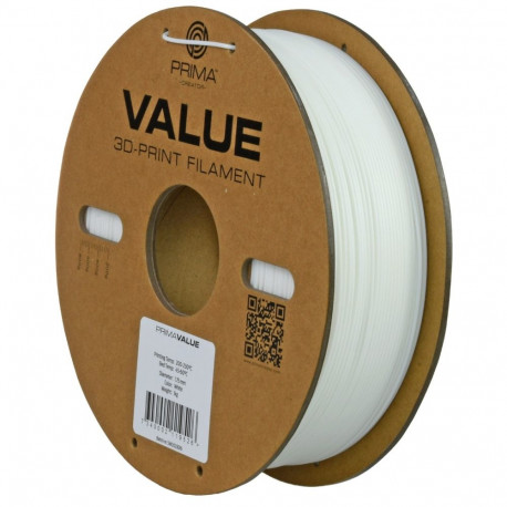 PETG filament PrimaValue 3D printerile, Valge, 1.75mm, 1kg