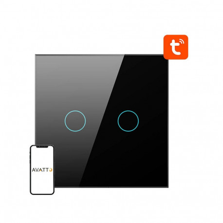 Smart Light Switch ZigBee Avatto ZTS02-EU-B2 2 Way TUYA (black)