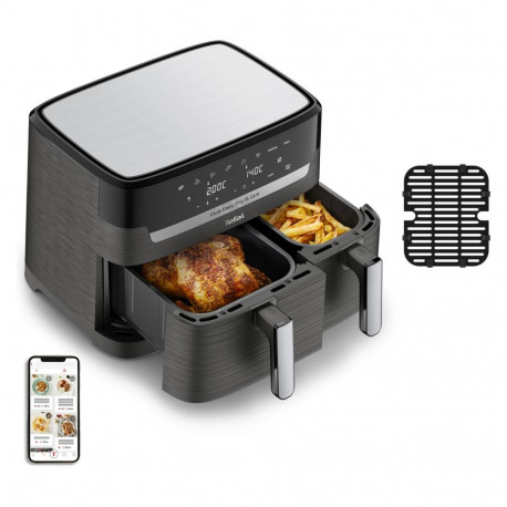 "Dual Easy Fry & Grill EY905B, Heißluftfritteuse, 8,3 l, Doppel, Grau, Berührung, Eigenständig"