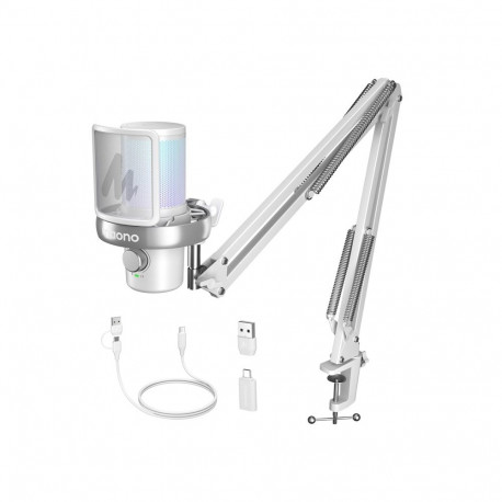 Microphone - Maono DM40 S Pro Wireless Omnidirectional 48 kHz/24 Bit RGB White