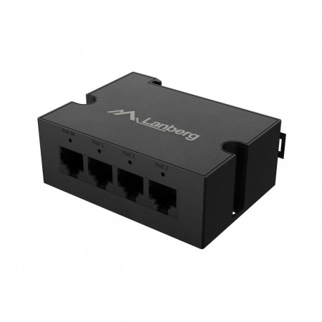 Lanberg Switch PoE Extender 1xIn 3xOut Gigabit Ethernet Din Rail BT 90W metal clips | DIN-GE4-BT-90W