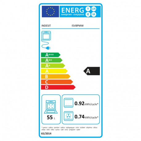 INDESIT pliit I5V8PMW keraamilise pliidiplaadiga elektriahjuga laius 50cm sügavus 60cm 55L, valge