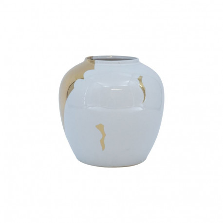 Vase TITAN STONE D20xH18cm, white/golden river