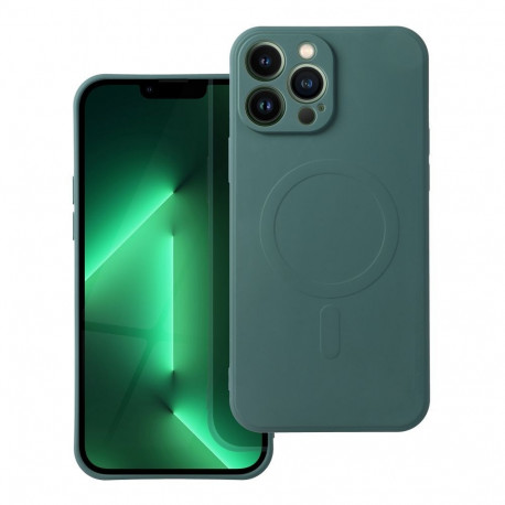 Case for Samsung A27 Silicone Mag Cover compatible with MagSafe (camera protection) dark green